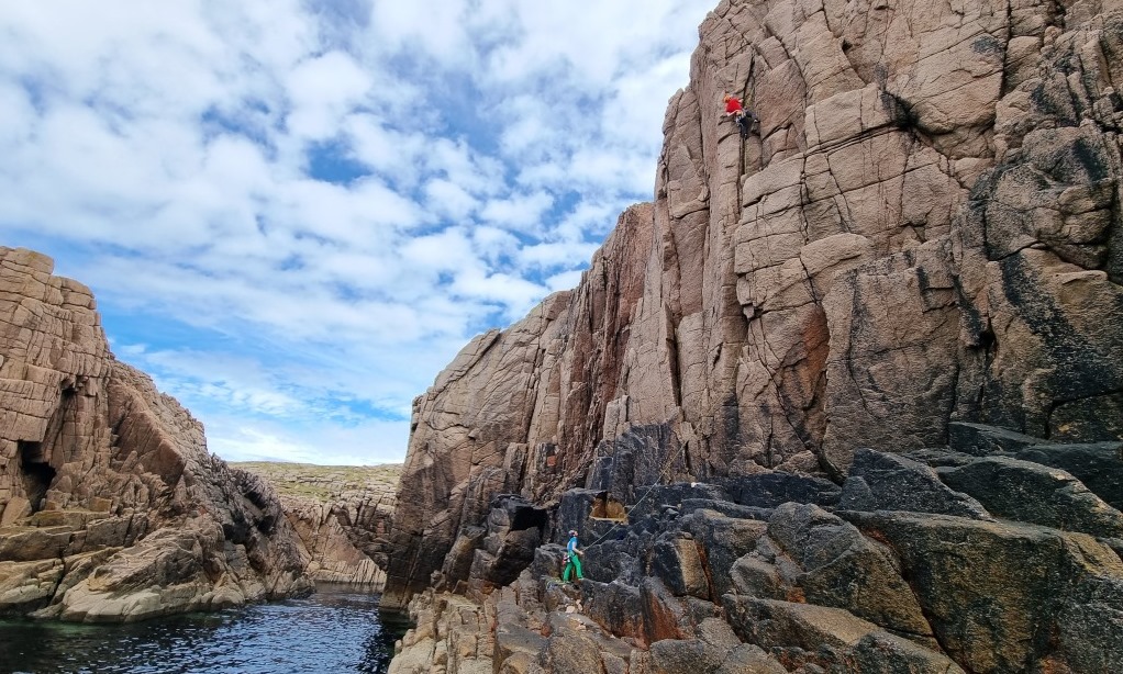 Rock Climbing on Owey Island, Donegal, Ireland